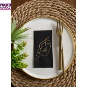 Gold Yaldızlı Siyah Yüz Baskılı Peçete 6x12 cm