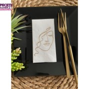 Gold Yaldızlı Beyaz Yüz Baskılı Peçete 6x12 cm
