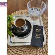 Gold Yaldızlı Siyah Sen ve Ben Kahve Mutluluk Peçete 6x12 cm