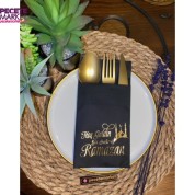 Gold Yaldızlı Siyah Hoş Geldin Ya Şehri Ramazan Cepli Peçete 12 lı 40x40