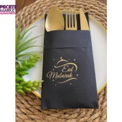 Gold Siyah Cepli Eid Mubarak Peçete 12 Adet 40x40