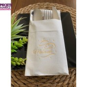 Gold Beyaz Cepli Aır Touch Eid Mubarak Peçete 12 Adet 40x40