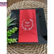 Gümüş Yaldızlı Kırmızı Afiyet Olsun Peçete