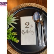 Gümüş Yaldızlı Beyaz İki Yaş Bırthday Garson Katlama Peçete 16 lı