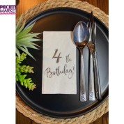 Gümüş Yaldızlı Beyaz Dört Yaş Bırthday Garson Katlama Peçete 16 lı