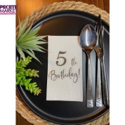 Gümüş Yaldızlı Beyaz Beş Yaş Bırthday Garson Katlama Peçete 16 lı