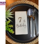 Gümüş Yaldızlı Beyaz Yedi Yaş Bırthday Garson Katlama Peçete 16 lı