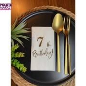 Gold Yaldızlı Beyaz Yedi Yaş Bırthday Garson Katlama Peçete 16 lı