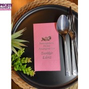 Gümüş Yaldızlı Pembe Mutluluğumuzu Bizimle Paylaştığınız İçin Teşekkür ederiz Peçete 16 lı