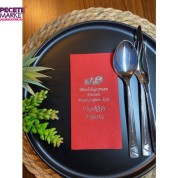 Gümüş Yaldızlı Kırmızı Mutluluğumuzu Bizimle Paylaştığınız İçin Teşekkür ederiz Peçete 16 lı