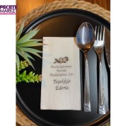 Gümüş Yaldızlı Beyaz Mutluluğumuzu Bizimle Paylaştığınız İçin Teşekkür ederiz Peçete 16 lı