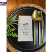 Gold Yaldızlı Beyaz Mutluluğumuzu Bizimle Paylaştığınız İçin Teşekkür ederiz Peçete 16 lı