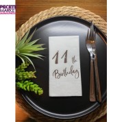 Gümüş Yaldızlı Beyaz On Bir Yaş Bırthday Garson Katlama Peçete 16 lı