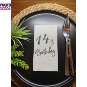 Gümüş Yaldızlı Beyaz On Dört Yaş Bırthday Garson Katlama Peçete 16 lı