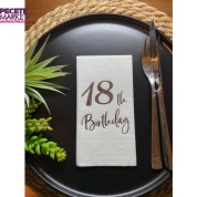 Gümüş Yaldızlı Beyaz On Sekiz Yaş Bırthday Garson Katlama Peçete 16 lı
