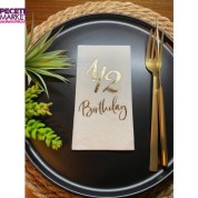 Gold Yaldızlı Beyaz Yarım Yaş Bırthday Garson Katlama Peçete 16 lı