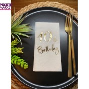 Gold Yaldızlı Beyaz On Yaş Bırthday Garson Katlama Peçete 16 lı