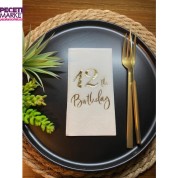 Gold Yaldızlı Beyaz On İki Yaş Bırthday Garson Katlama Peçete 16 lı