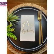 Gold Yaldızlı Beyaz On Dört Yaş Bırthday Garson Katlama Peçete 16 lı