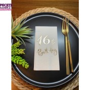 Gold Yaldızlı Beyaz On Altı Yaş Bırthday Garson Katlama Peçete 16 lı