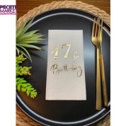 Gold Yaldızlı Beyaz On Yedi Yaş Bırthday Garson Katlama Peçete 16 lı