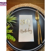 Gold Yaldızlı Beyaz Otuz Yaş Bırthday Garson Katlama Peçete 16 lı