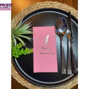 Gümüş Yaldızlı Kırmızı Birinci Evlilik Yıldönümü Garson Katlama Peçete 16 lı