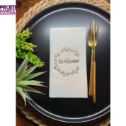 Gold Yaldızlı Beyaz Welcome Garson Katlama Peçete 16 lı
