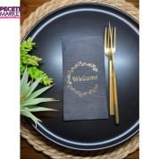 Gold Yaldızlı Siyah Welcome Garson Katlama Peçete 16 lı