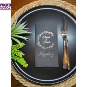 Kişiye Özel Siyah Üzeri Gümüş Çelenk Hoşgeldiniz Baskılı Peçete 50 Adet