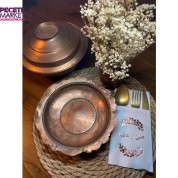 Rose Gold Yaldızlı Beyaz Arapça Afiyet Olsun Cepli Peçete 12 lı 40x40