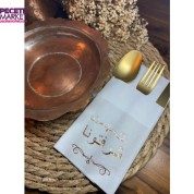 Gold Yaldızlı Beyaz Arapça Şeref Verdiniz Cepli Peçete 12 lı 40x40