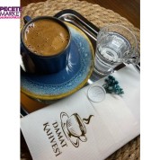 Gold Yaldızlı Beyaz Mühürlü Çiçekli Damat Kahvesi Cepli Peçete