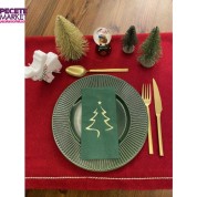 Gold Yaldızlı Yılbaşı Çam Ağacı Desenli 16 lı Yeşil Renkli Kağıt Peçete