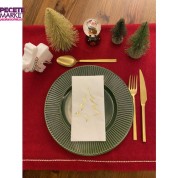 Gold Yaldızlı Yılbaşı Çam Ağacı Desenli 16 lı Beyaz Renkli Kağıt Peçete