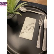 Siyah Yaldızlı Beyaz Yüz Baskılı Peçete 6x12 cm