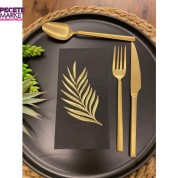 Gold Yaldızlı Siyah Yaprak Desenli Peçete 16 lı