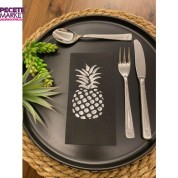 Gümüş Yaldızlı Siyah Ananas Peçete