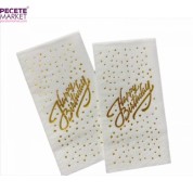 Yaldızlı Happy Birthday El Yazısı Garson Katlama Peçete