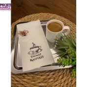 Siyah Yaldızlı Beyaz Mühürlü Çiçekli Damat Kahvesi Cepli Peçete
