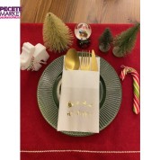 Gold Beyaz Cepli Aır Touch Yılbaşı Ho Ho Ho Yazılı Peçete 12 Adet 40x40