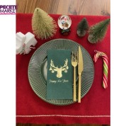 Gold Yaldızlı Yeşil Yılbaşı Geyik Modeli Peçete