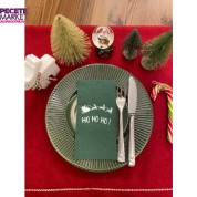 Gümüş Yaldızlı Yeşil Yılbaşı Ho Ho Ho Yazılı Peçete