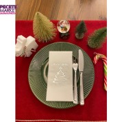 Gümüş Yaldızlı Beyaz Mutlu Yıllar Çam Ağacı Peçete 16 lı