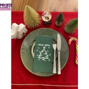 Gümüş Yaldızlı Yeşil Mutlu Yıllar Çam Ağacı Peçete