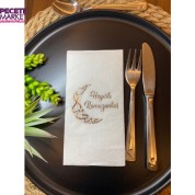 Gümüş Yaldızlı Hayırlı Ramazanlar Ay Desenli 16 lı Beyaz Renkli Kağıt Peçete