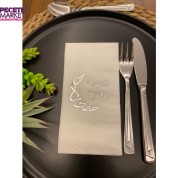 Gümüş Yaldızlı Hayırlı İftarlar Ay Desenli 16 lı Beyaz Renkli Kağıt Peçete