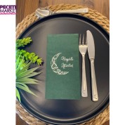 Gümüş Yaldızlı Hayırlı İftarlar Ay Desenli 16 lı Yeşil Renkli Kağıt Peçete