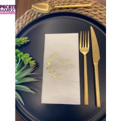 Gold Yaldızlı Hayırlı Ramazanlar Ay Desenli 16 lı Beyaz Renkli Kağıt Peçete