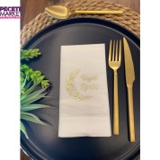 Gold Yaldızlı Hayırlı İftarlar Ay Desenli 16 lı Beyaz Renkli Kağıt Peçete